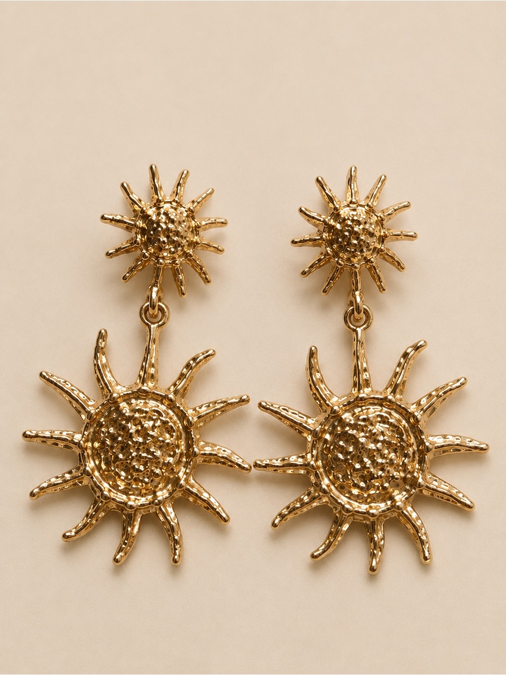 Celestial Sunburst Statement Earrings – Gold